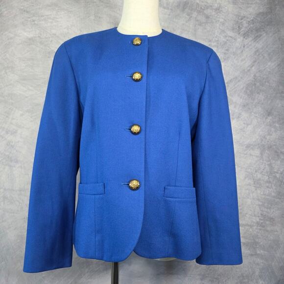 Pendleton Jackets & Blazers - Vintage Pendleton Blazer Womens 10 Blue Wool Gold Crest Button USA Made Jacket
